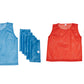 red and blue pinnies