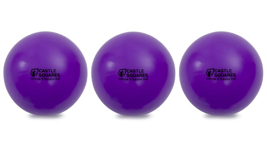 Three purple official 9 Square Balls
