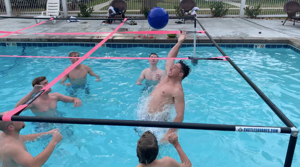 man spiking castle sports 9 square ball